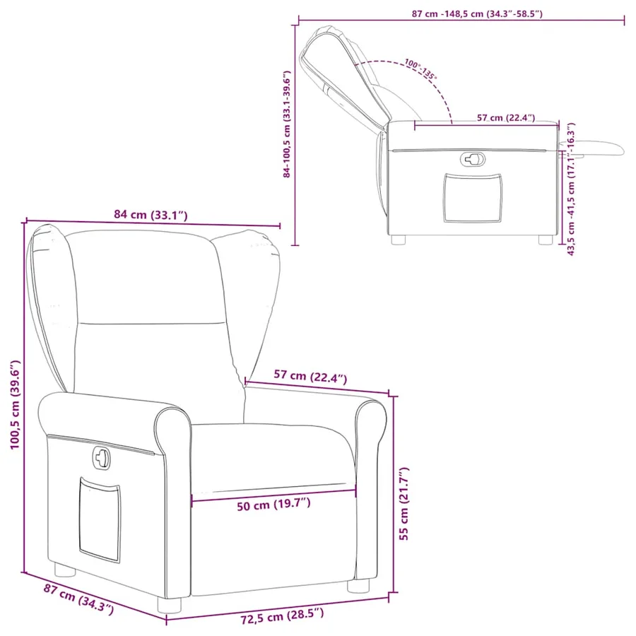 Fauteuil inclinable Marron foncé Tissu - 11