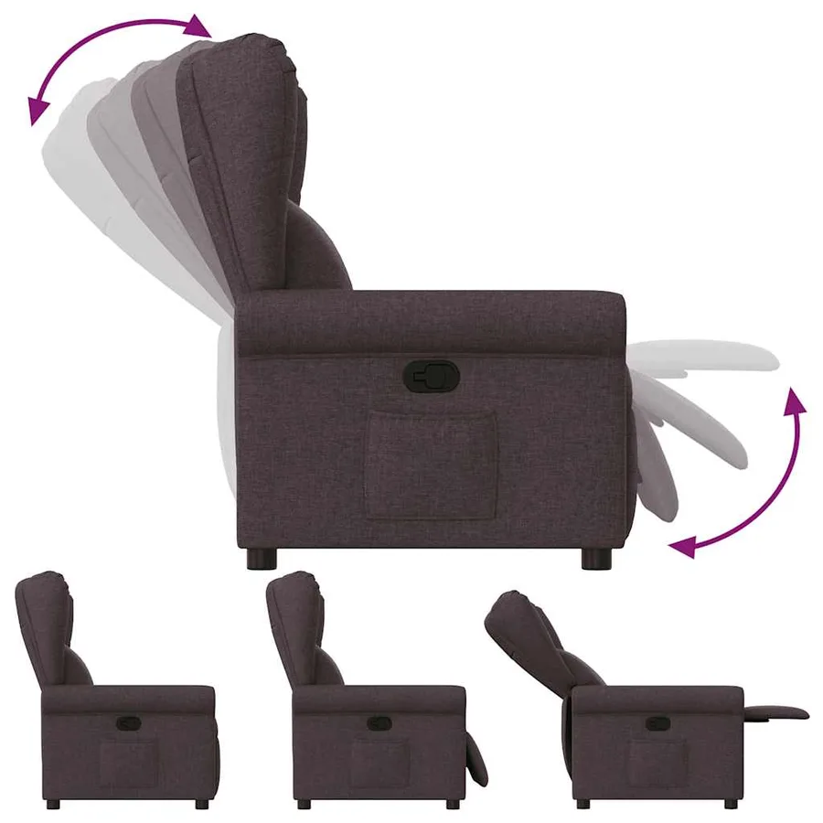 Fauteuil inclinable Marron foncé Tissu - 6