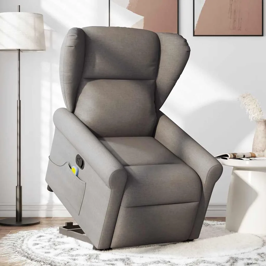 Fauteuil inclinable de massage Taupe Tissu - 2