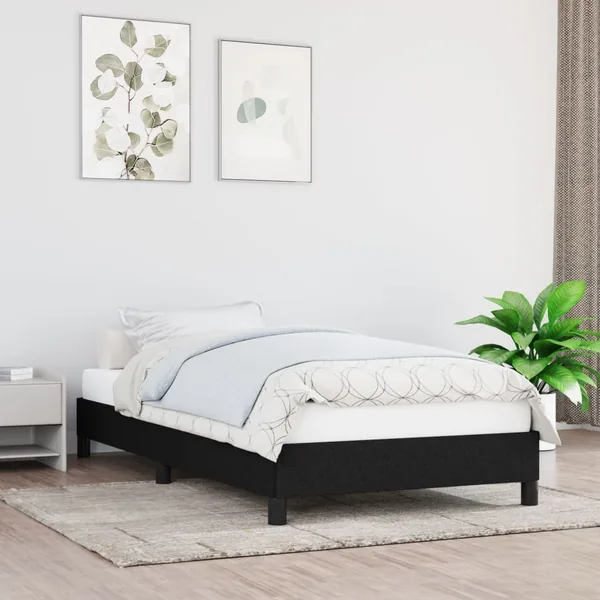Cadre de lit sans matelas noir 100x200 cm tissu