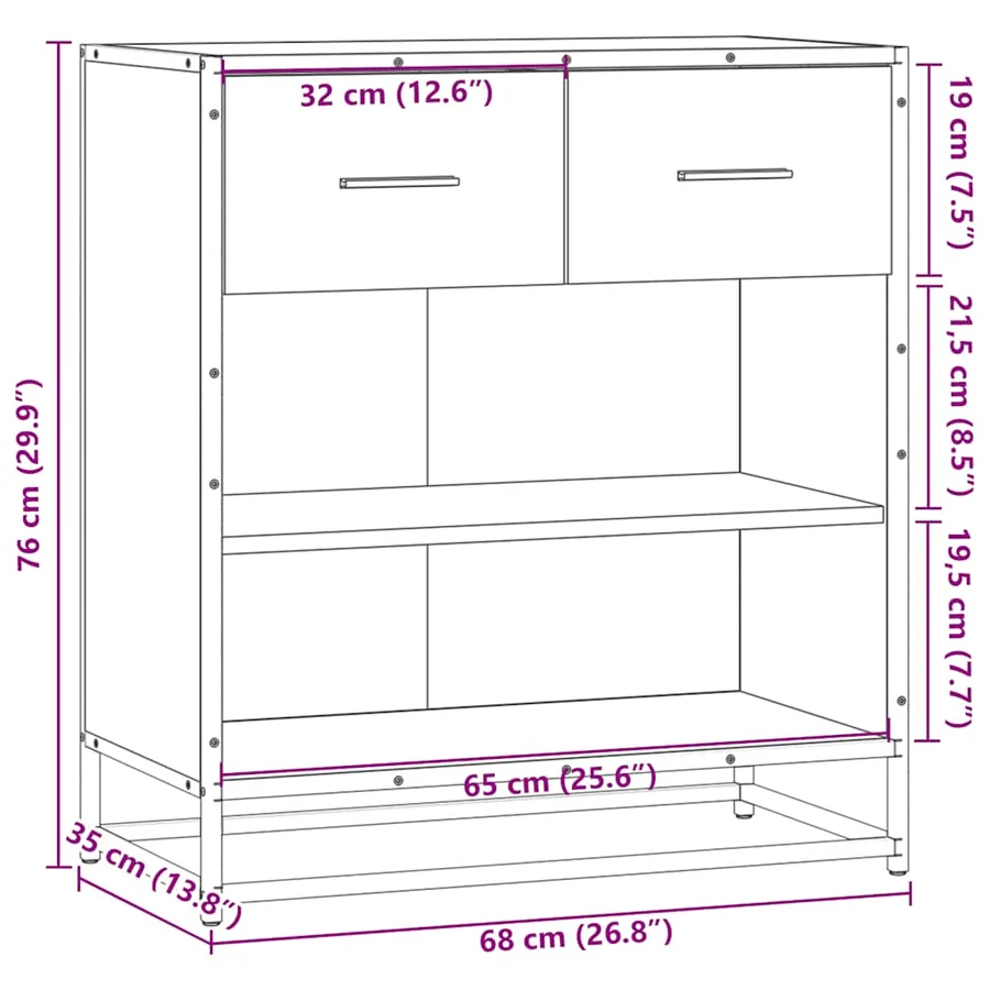 Buffet chêne fumé 68x35x76 cm bois d'ingénierie - 10