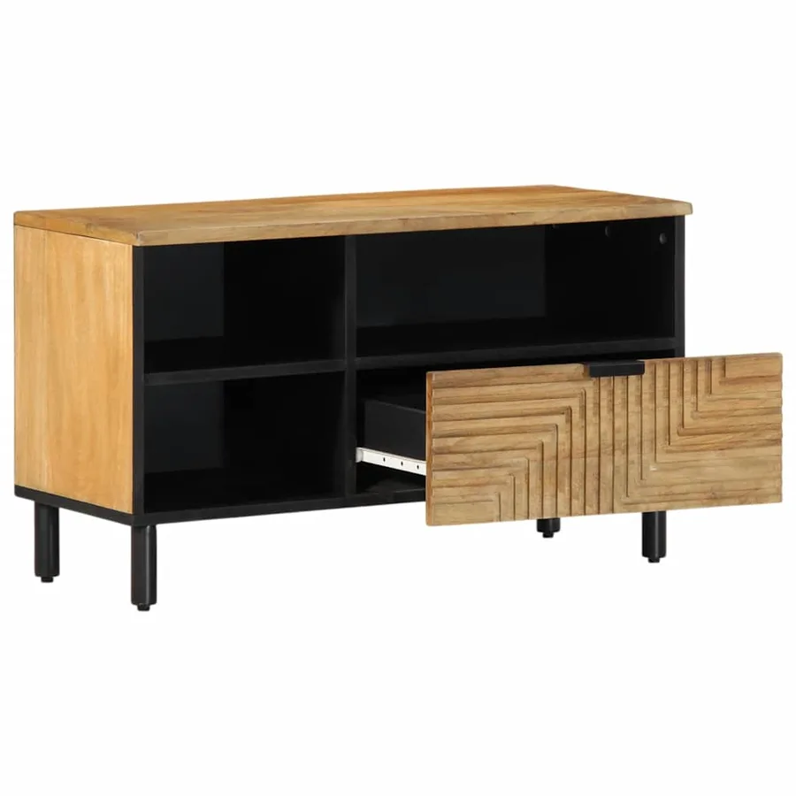 Meuble TV marron 80x33x46 cm bois massif de manguier - 2