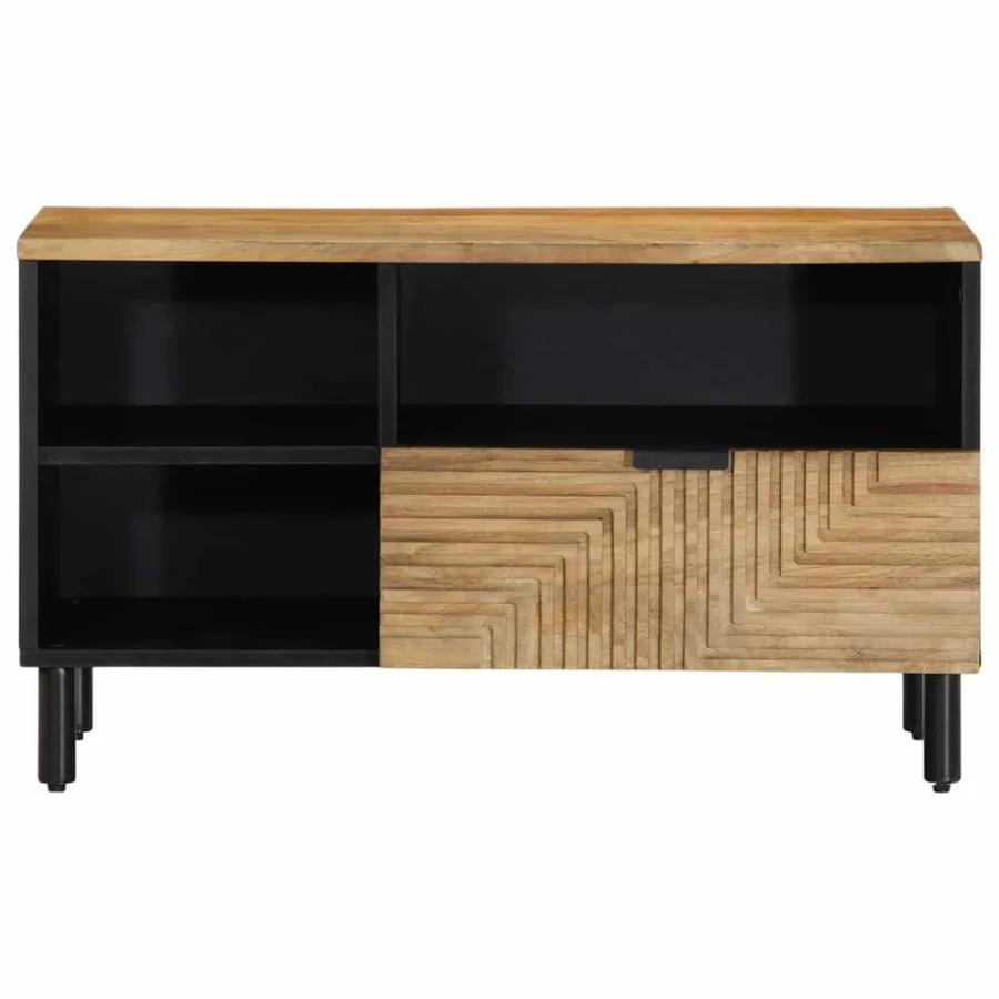 Meuble TV marron 80x33x46 cm bois massif de manguier - 3