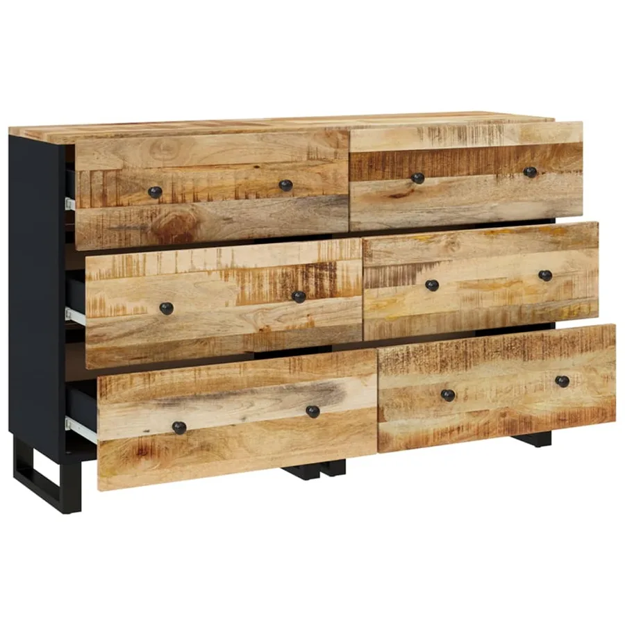 Buffets 2 pcs 60x33x75 cm Bois de manguier brut - 4