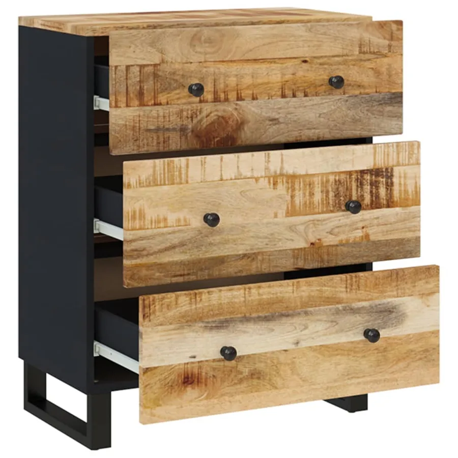Buffets 2 pcs 60x33x75 cm Bois de manguier brut - 6