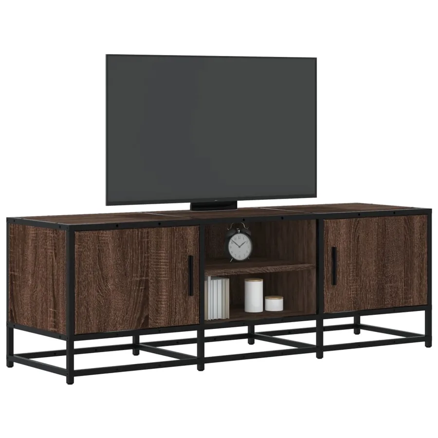 Meuble TV chêne marron 120x35x41 cm bois d'ingénierie et métal