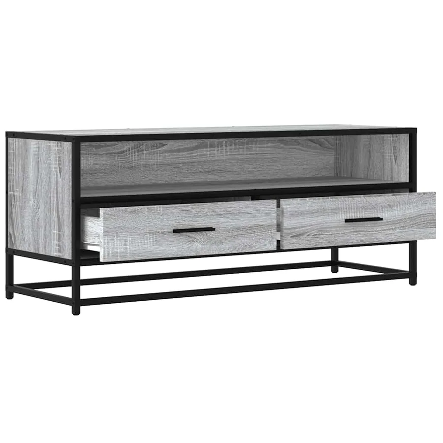 Meuble TV sonoma gris 100x34,5x40 cm bois d'ingénierie et métal - 7