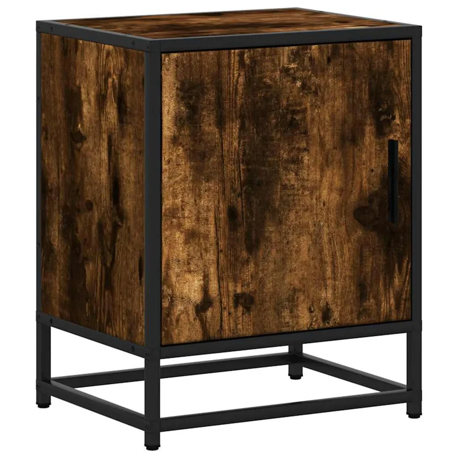 Table de chevet chêne fumé 40x31x50 cm bois d'ingénierie métal - 2