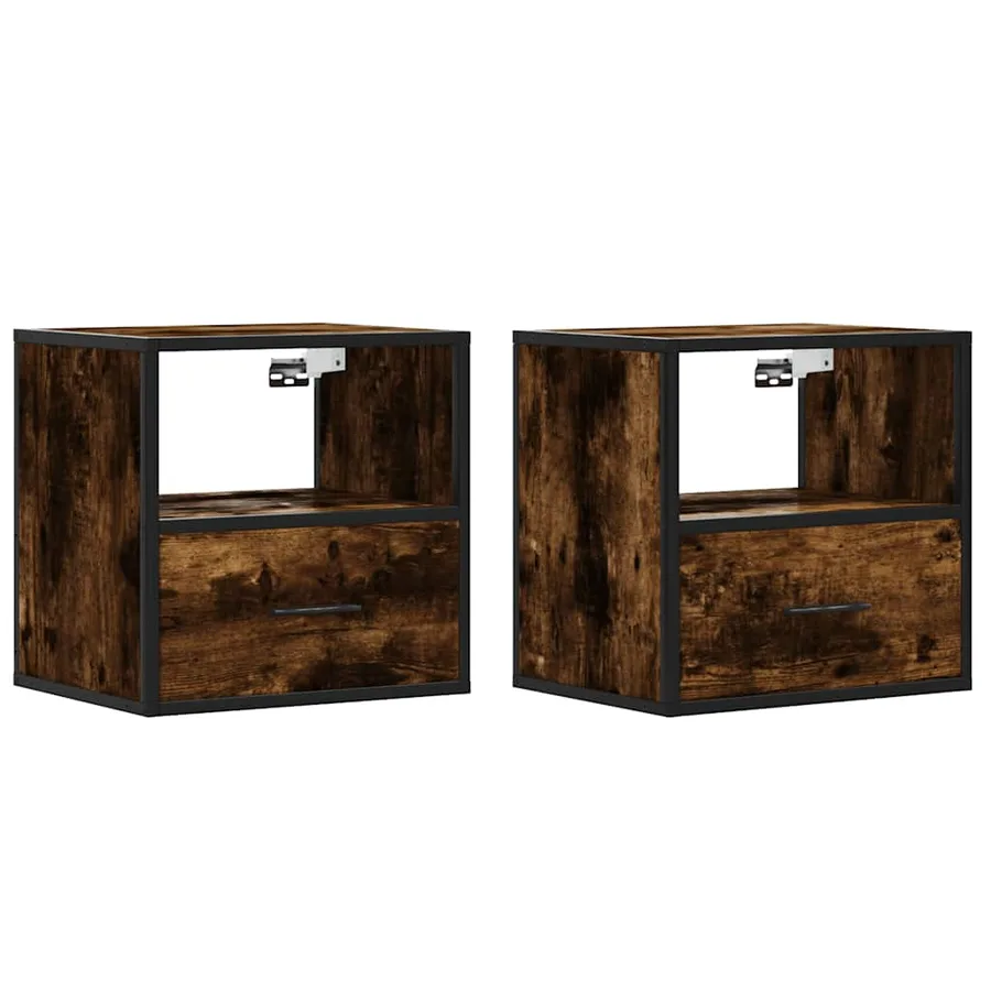 Tables de chevet murales 2 pcs Chêne fumé 40x31x39,5 cm - 2