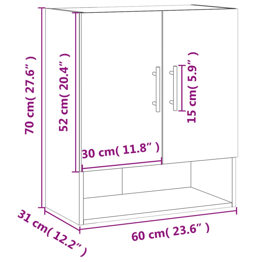 Armoire murale gris béton 60x31x70 cm bois d'ingénierie - 12