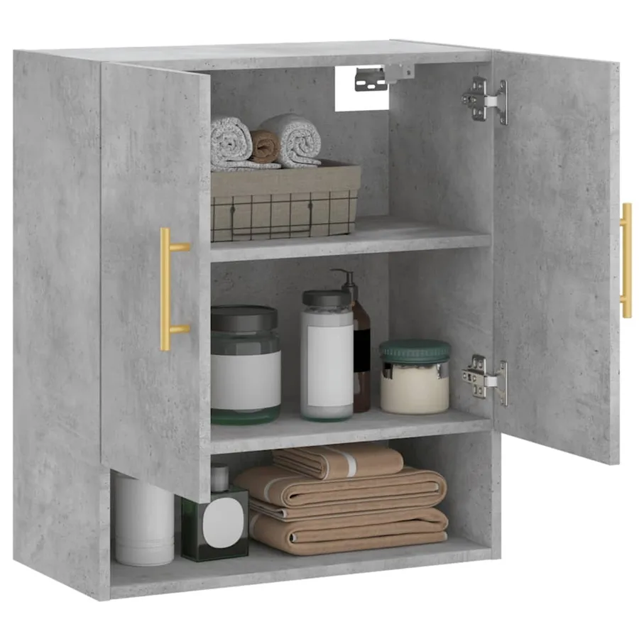 Armoire murale gris béton 60x31x70 cm bois d'ingénierie - 4