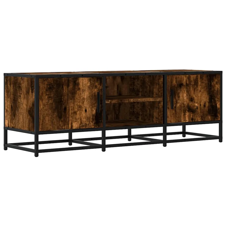 Meuble TV chêne fumé 120x35x41 cm bois d'ingénierie et métal - 2