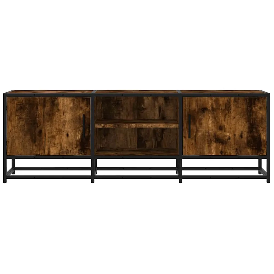 Meuble TV chêne fumé 120x35x41 cm bois d'ingénierie et métal - 4