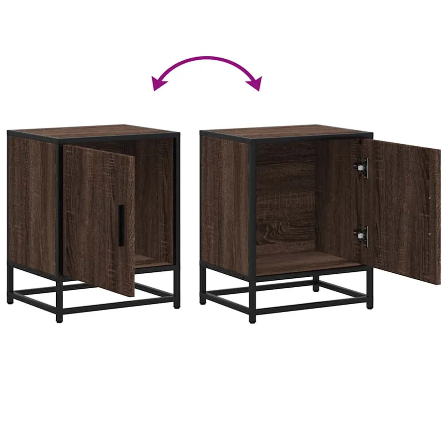 Tables de chevet 2 pcs chêne marron bois d'ingénierie et métal - 10