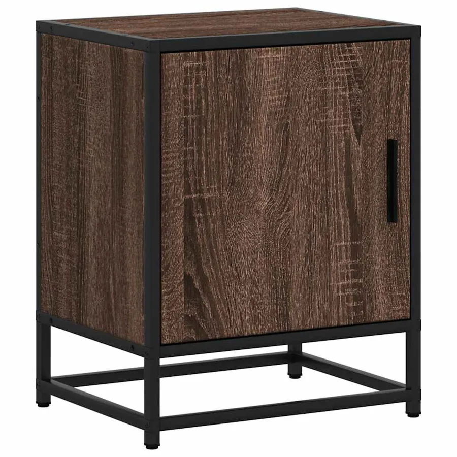 Tables de chevet 2 pcs chêne marron bois d'ingénierie et métal - 6