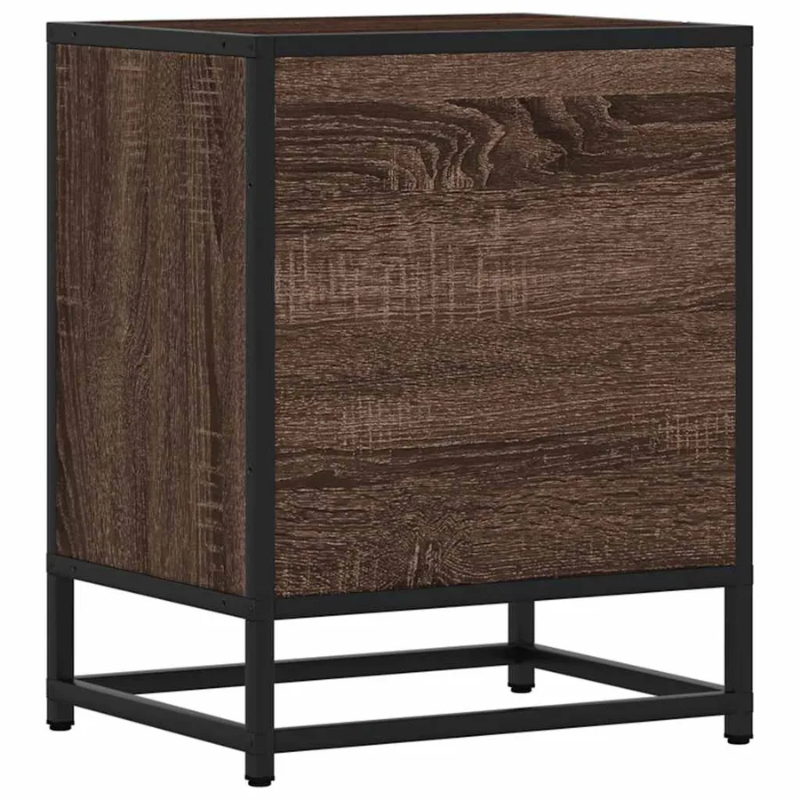Tables de chevet 2 pcs chêne marron bois d'ingénierie et métal - 8