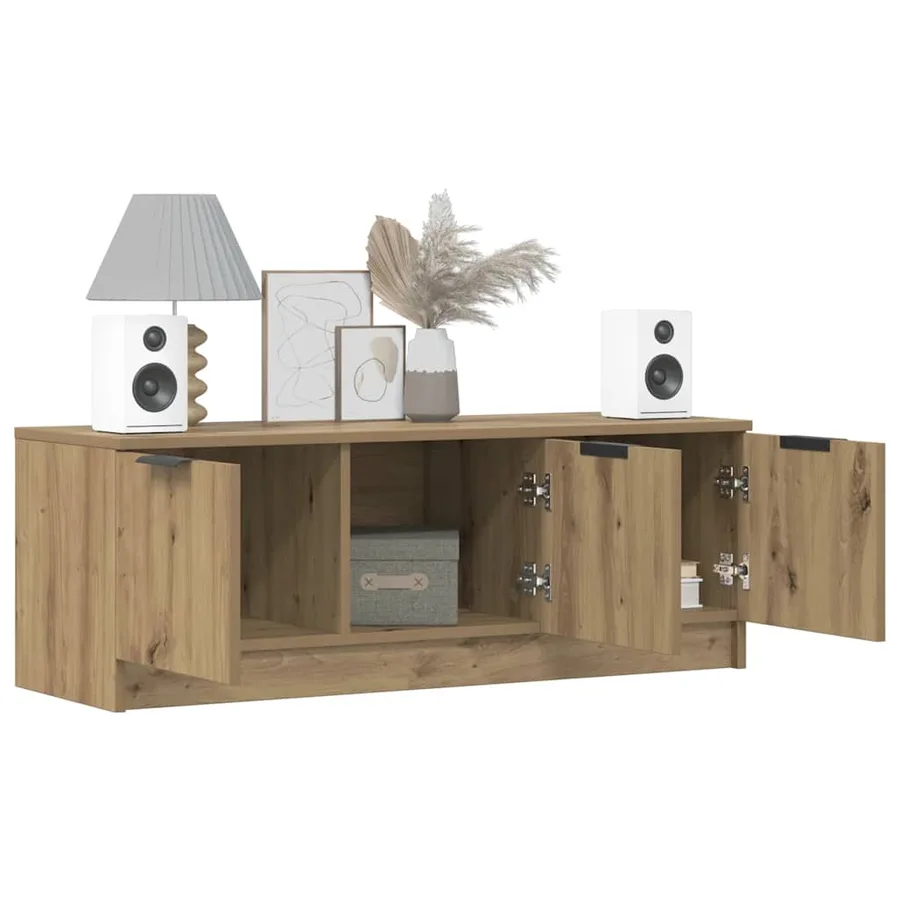 Meuble TV chêne artisanal 102x35x36,5 cm bois d'ingénierie - 3
