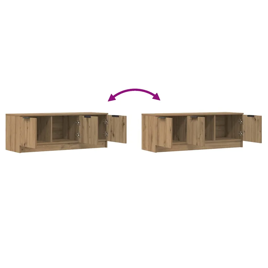 Meuble TV chêne artisanal 102x35x36,5 cm bois d'ingénierie - 8