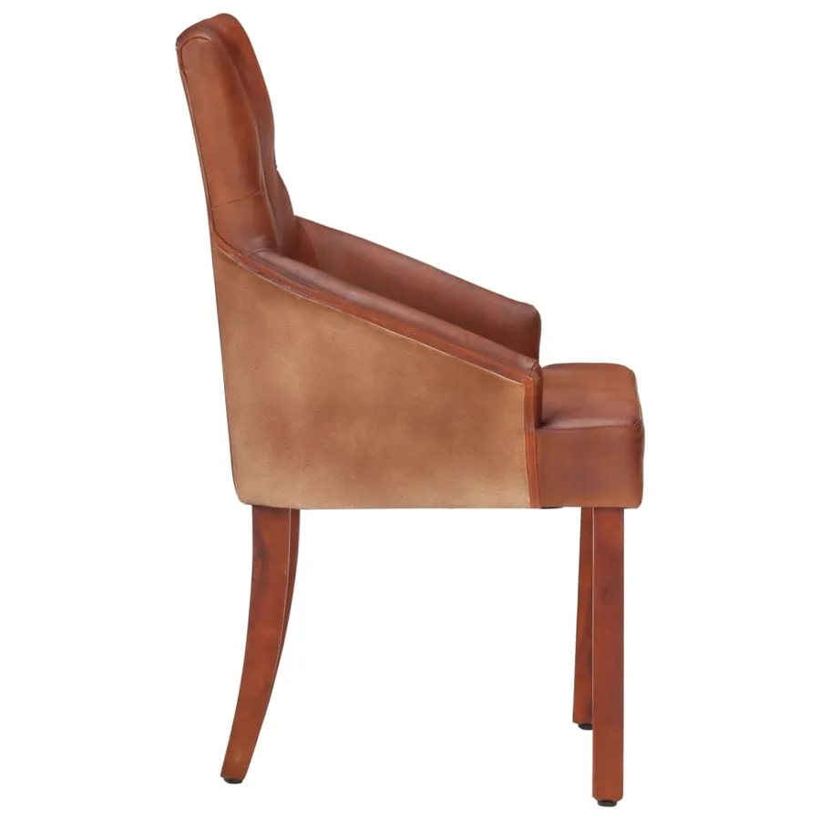 Chaises à manger lot de 6 marron cuir de chèvre véritable - 4