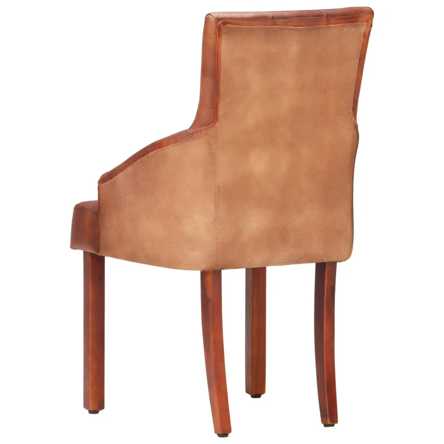 Chaises à manger lot de 6 marron cuir de chèvre véritable - 5