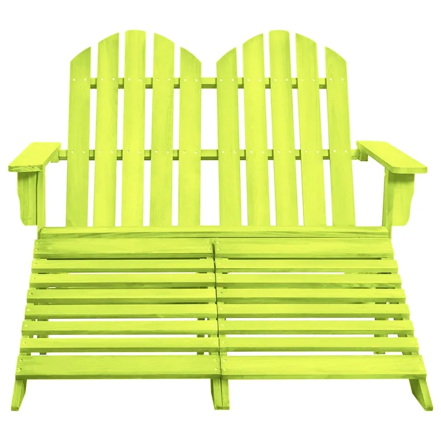 Chaise de jardin Adirondack 2 places et pouf sapin massif vert - 2