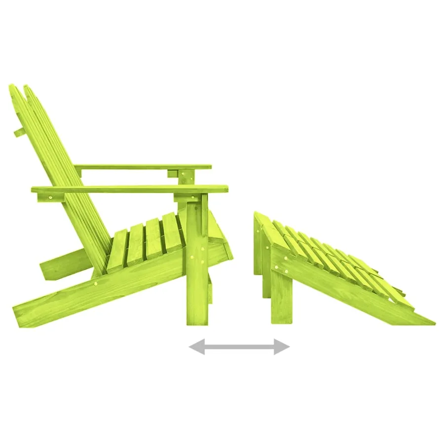 Chaise de jardin Adirondack 2 places et pouf sapin massif vert - 5