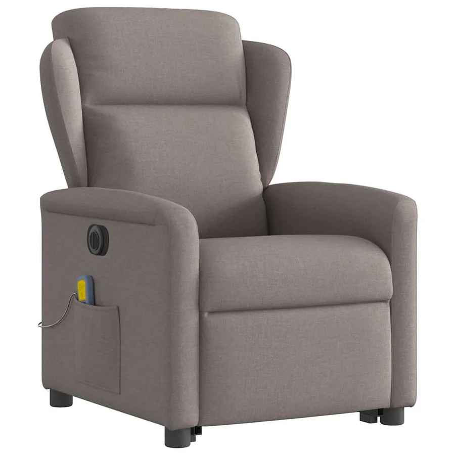 Fauteuil inclinable de massage électrique Taupe Tissu - 4