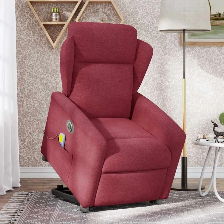 Fauteuil inclinable de massage électrique Rouge bordeaux Tissu - 2