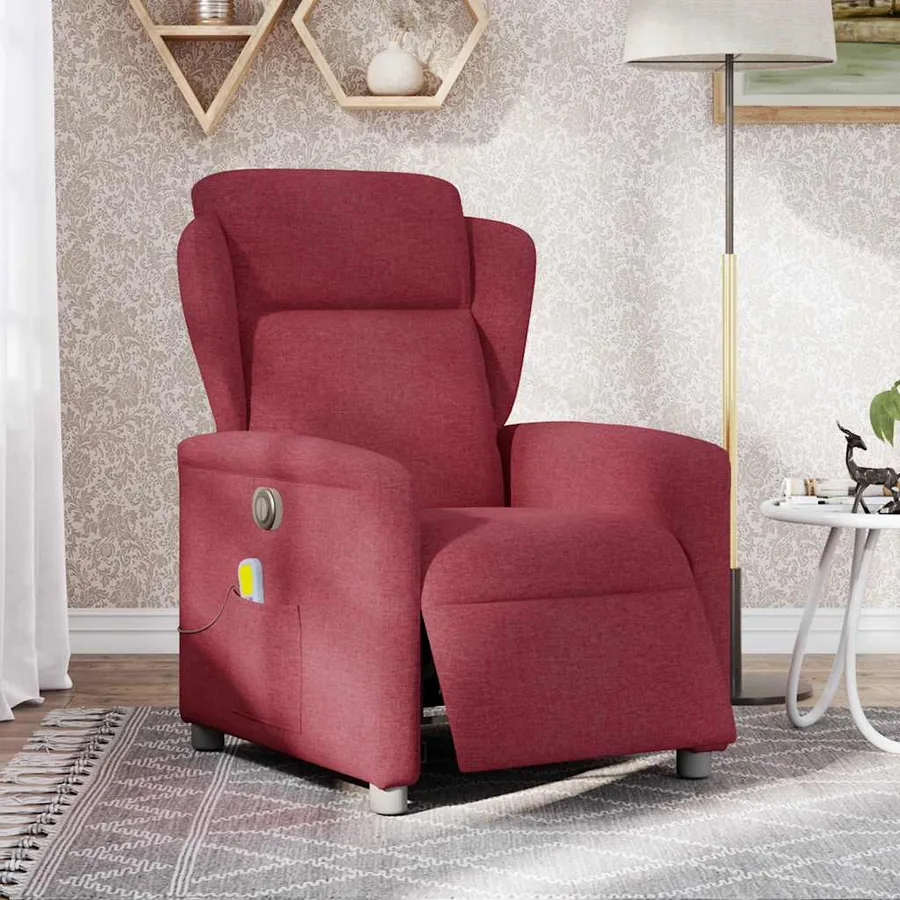 Fauteuil de massage inclinable électrique Rouge bordeaux Tissu - 2