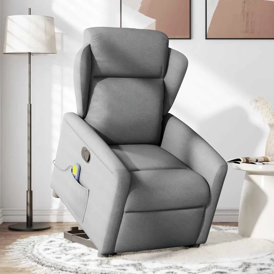 Fauteuil de massage inclinable Gris clair Tissu - 2