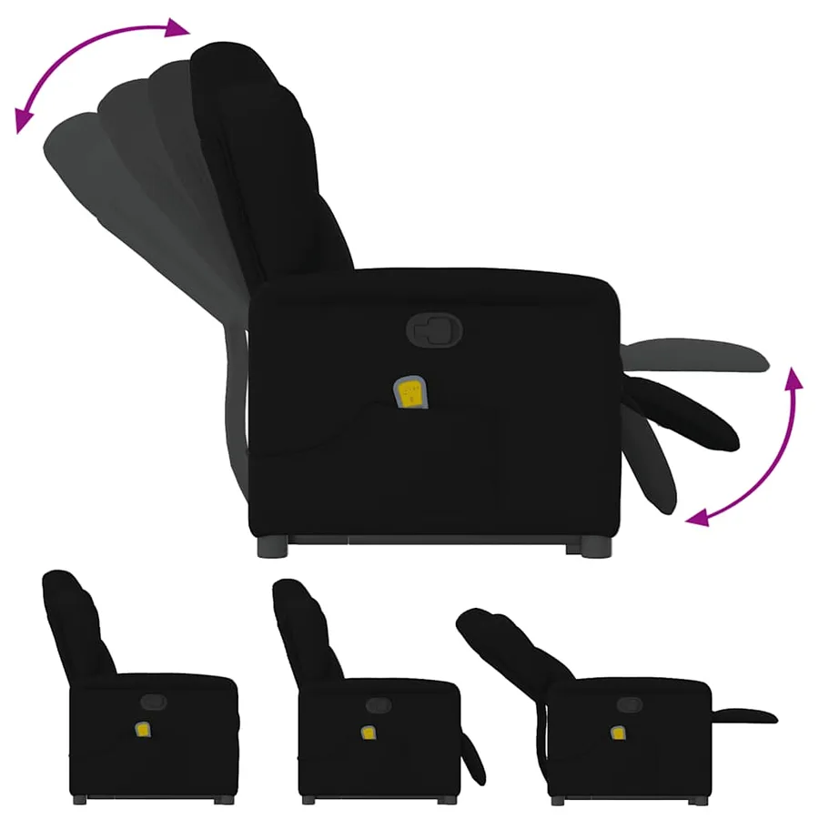 Fauteuil de massage inclinable Noir Tissu - 9