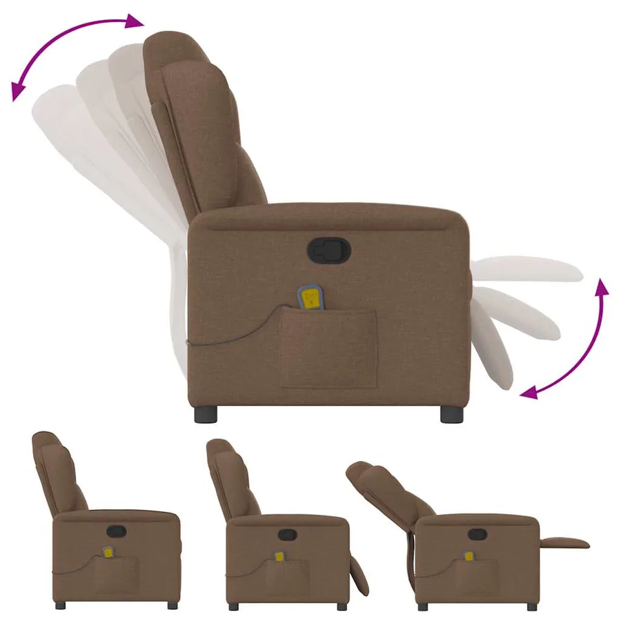 Fauteuil de massage inclinable Marron Tissu - 6
