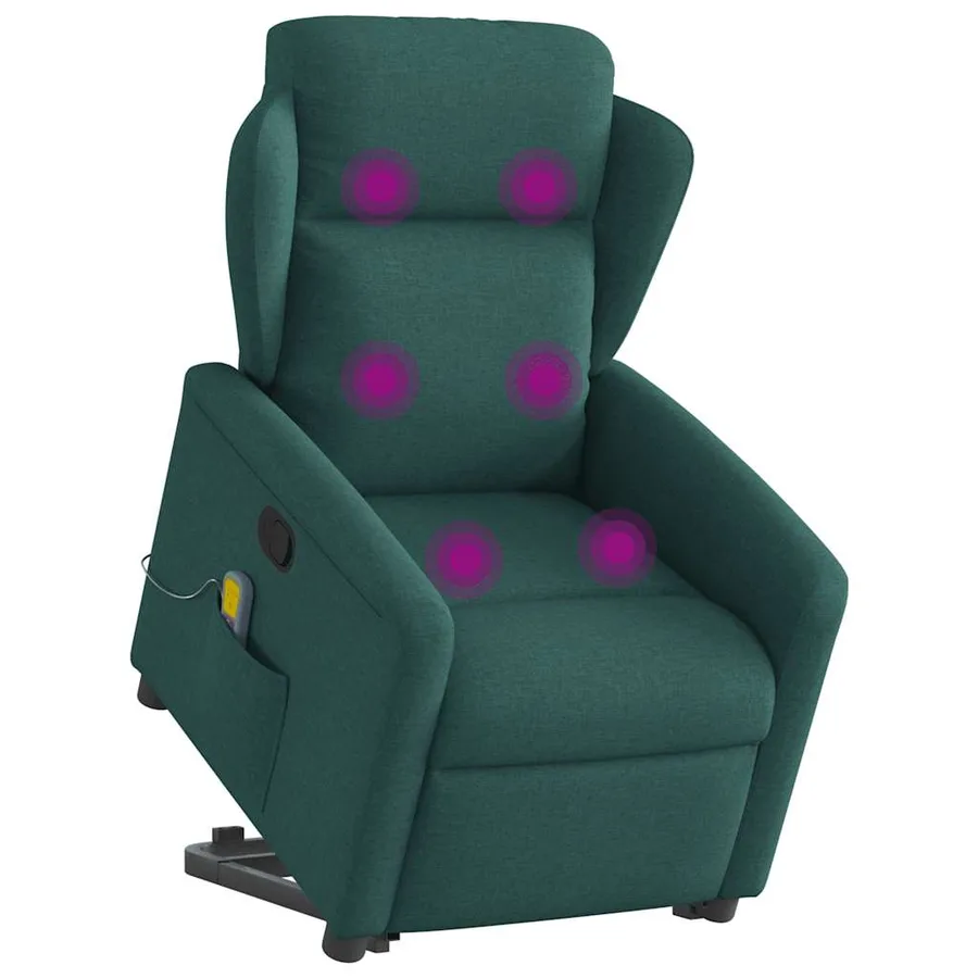 Fauteuil inclinable de massage Vert foncé Tissu - 3