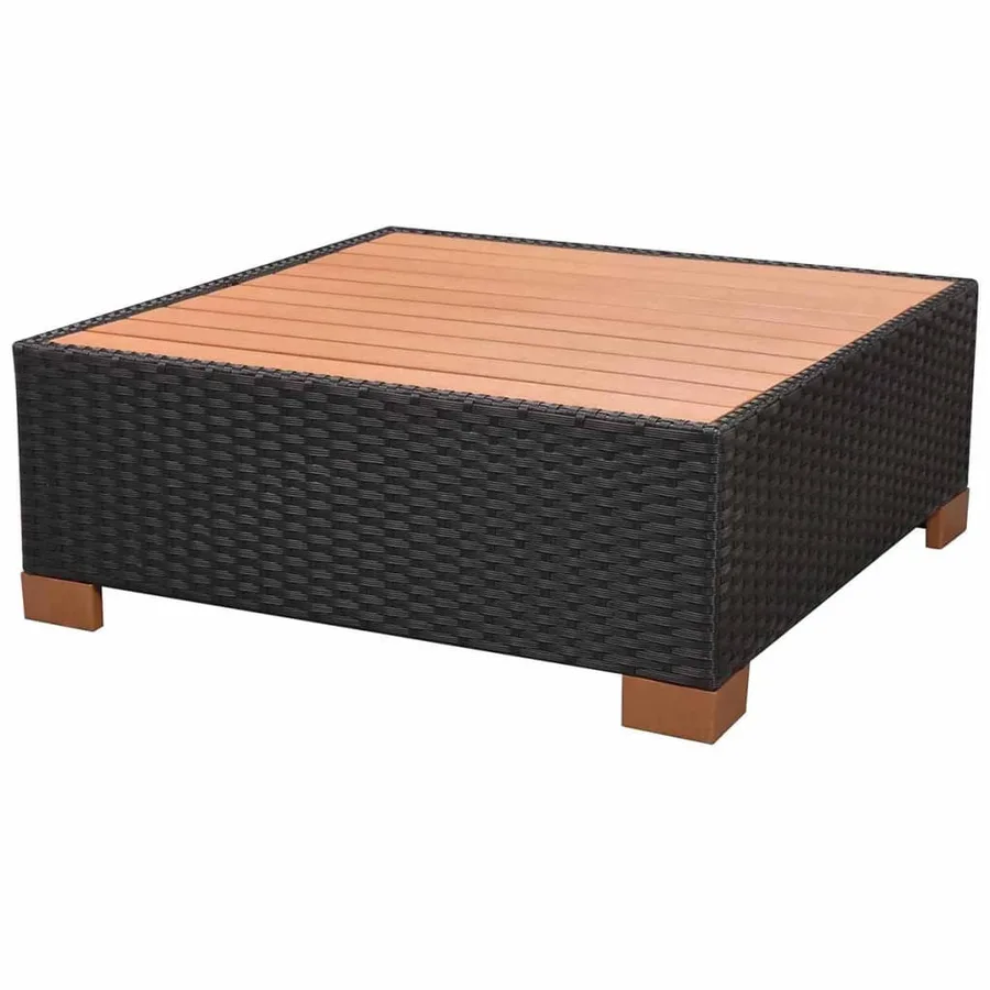 Salon de jardin 7 pcs avec coussins Résine tressée Noir - 12
