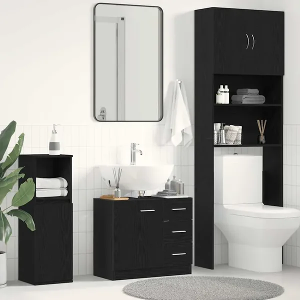 Armoire d'évier chêne noir 63x30x54 cm Bois d'ingénierie