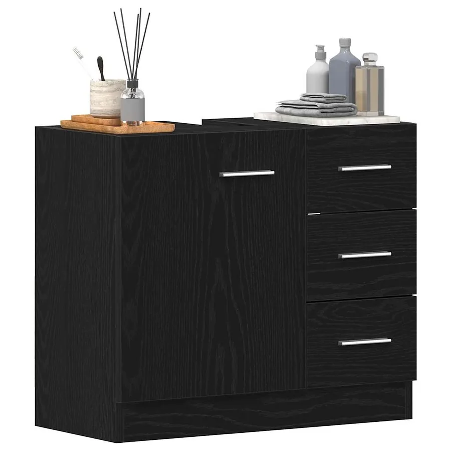 Armoire d'évier chêne noir 63x30x54 cm Bois d'ingénierie - 4