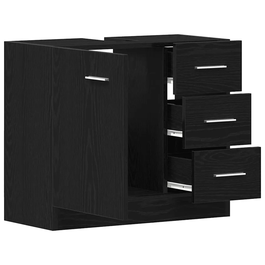 Armoire d'évier chêne noir 63x30x54 cm Bois d'ingénierie - 5