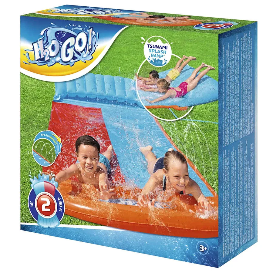 Bestway Toboggan aquatique H2OGO Tsunami Splash Ramp Toboggan double - 11