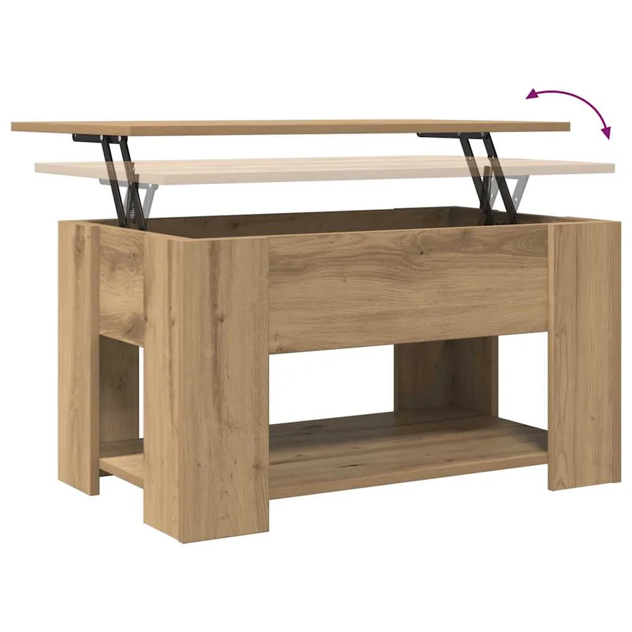 Table basse chêne artisanal 79x49x41 cm bois d'ingénierie - 8