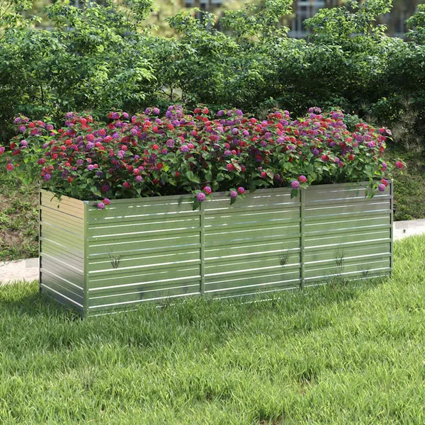 Lit surélevé de jardin 240x80x77 cm Acier galvanisé Argenté