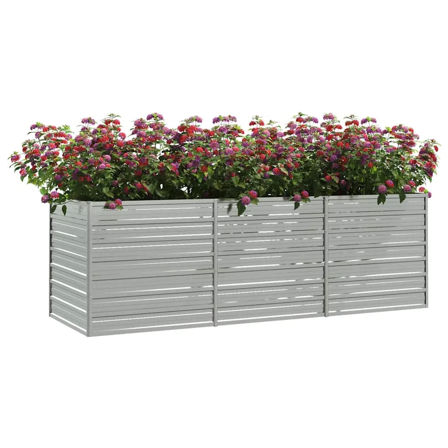 Lit surélevé de jardin 240x80x77 cm Acier galvanisé Argenté - 3