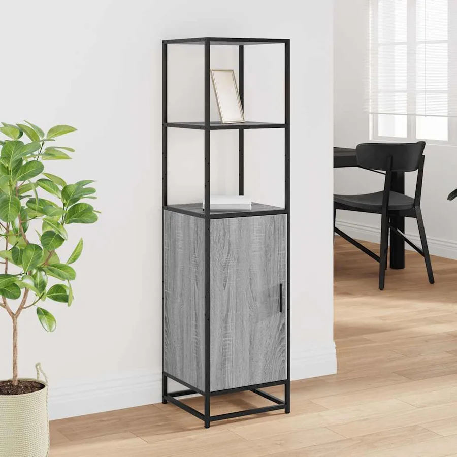 Buffet haut sonoma gris 35,5x35x139 cm bois d'ingénierie métal - 3