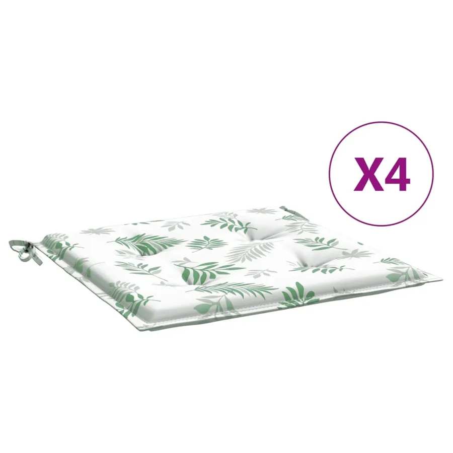 Coussins de chaise lot de 4 motif de feuilles 40x40x4 cm tissu - 2