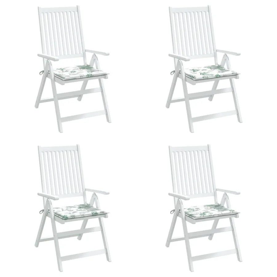 Coussins de chaise lot de 4 motif de feuilles 40x40x4 cm tissu - 4