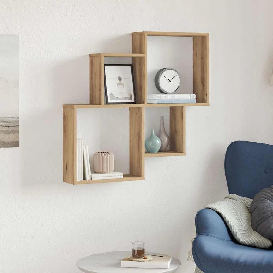 Étagère murale chêne artisanal 80x15x78,5 cm bois d'ingénierie - 3