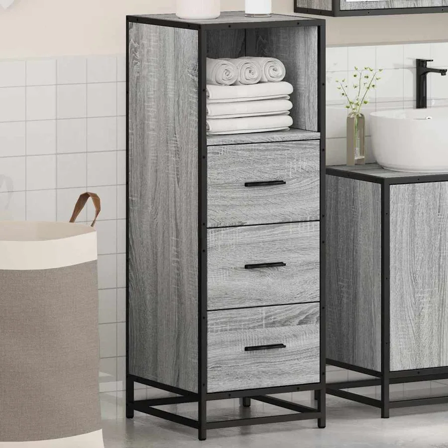 Armoire de salle de bain sonoma gris 35x37,5x100 cm - 4