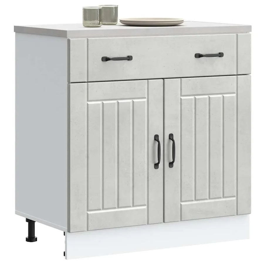 Armoire de cuisine Lucca gris béton bois ingénierie
