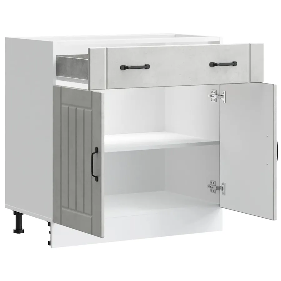 Armoire de cuisine Lucca gris béton bois ingénierie - 4