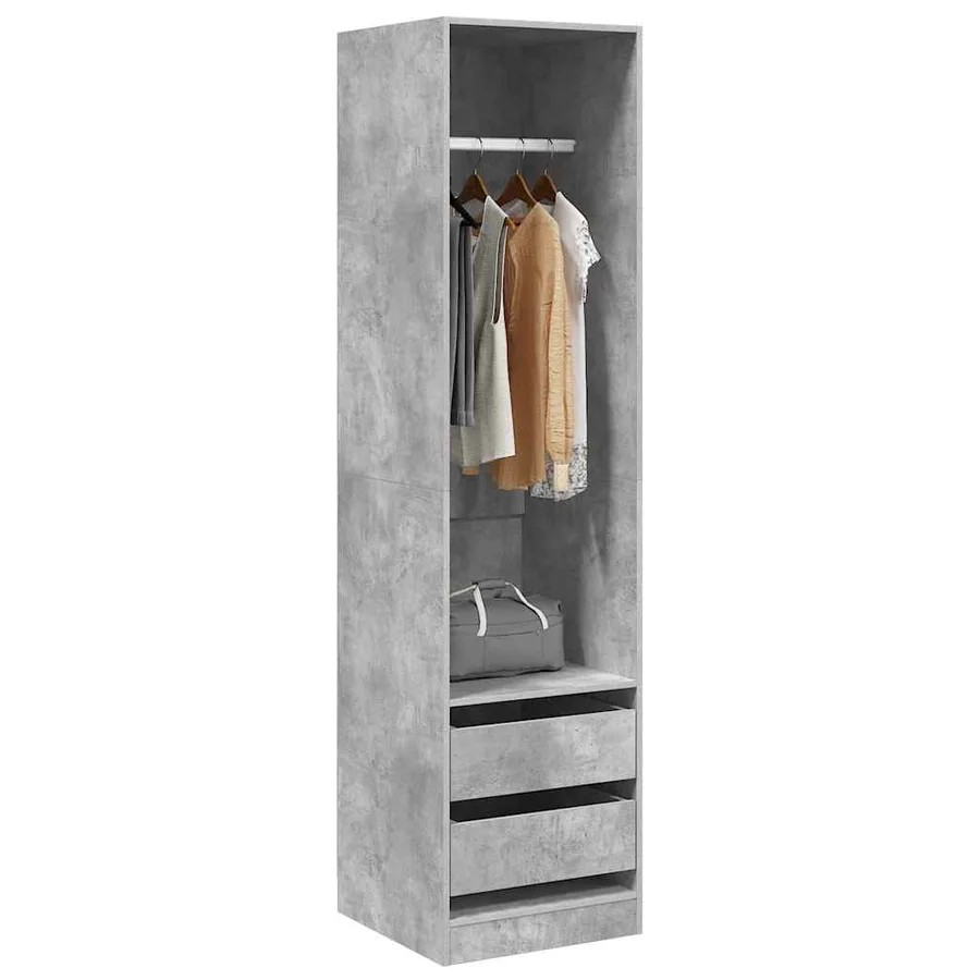 Garde-robe avec tiroirs Gris béton 50x50x200 cm Bois ingénierie - 3