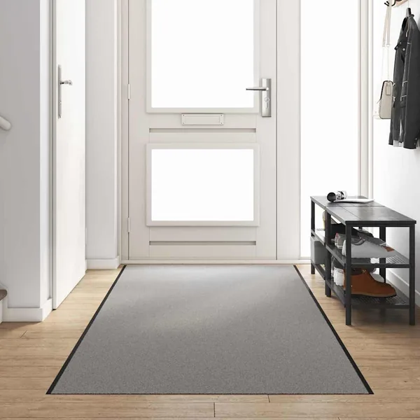 Tapis d'entrée Gris et Noir 120 x 400 cm 100% Polyamide